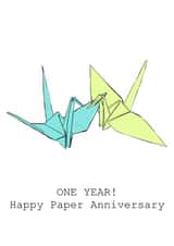 Cute Origami Anniversary Card - Paper Anniversary - One Year created by Harriet Popham