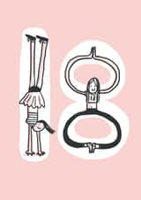 Quirky age 18 girl birthday card - funny people - pink created by Sarah Ray