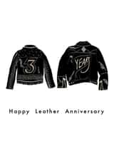 Cute Leather Jackets Anniversary Card - 3 Years - Happy Leather Anniversary created by Harriet Popham