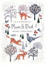 Classic Christmas Card - Parents - Wonderful Mum And Dad - Festive Animals created by Louise Tiler