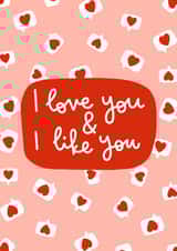 Cute Hearts Anniversary Card / Valentines Day Card - I Love You & I Like You created by Oh, Laura