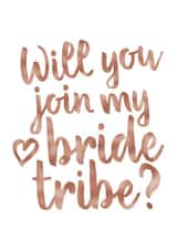 Bridesmaids Proposal Card - Will You Join My Bride Tribe - Rose Gold Wedding created by Wild Moon Wedding Stationery