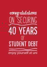 Student debt exam congratulations card created by Afewhometruths