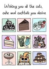 Cats, Cake and Cocktails Birthday Card created by Kim Onyskiw