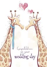 Cute giraffe themed wedding card - on your wedding day created by Deborah Partington