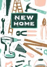 house linocut New Home Card 15759 created by Karin van der Vegt