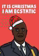 Raymond Holt - Captain Holt - Brooklyn 99 - It Is Christmas I am Ecstatic - Sarcastic - Christmas card created by Studio Doodles