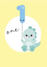 Cute 1st Birthday Card - Dinosaur - Balloon created by Rulu
