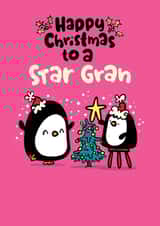 Cute Penguin Christmas Card for a Star Gran created by Pink wink