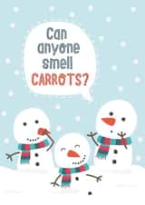 Cute Christmas Card - Snowmen - Can Anyone Smell Carrots? created by Wink Design - Michelle Roberts