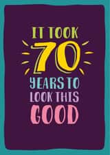 Funny 70th age milestone birthday card for him or her created by The Typecast Gallery