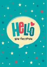 New tiny person baby congratulations card created by The Typecast Gallery