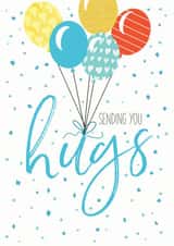 Balloons and Hugs fun card created by Clare Joys