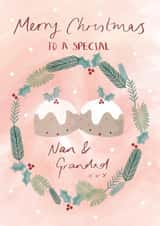 Cute Christmas Pudding card- For Nan and Grandad created by Juniper and Rose Studio