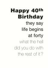 40th 40 Birthday Card 3980 created by Coulson Macleod