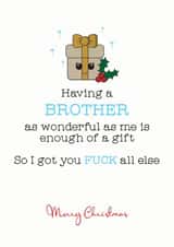 Rude Christmas card - brother - gift created by Silly Prints