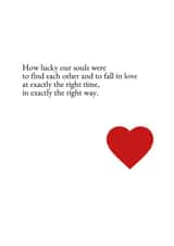 Heartfelt Poem Anniversary Card / Valentines Day Card - How Luck Our Souls Were To Find Each Other And To Fall In Love created by A little bit of love