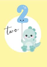 Cute Birthday Card - 2nd Birthday - Dinosaur created by Rulu