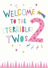 2 terrible twos Birthday Card 16086 created by Dotty Black