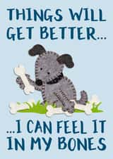 bones dog Get Well Card 12048 created by Presents Felt