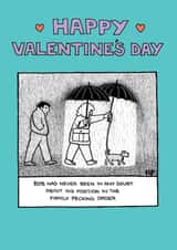 doubt postion Valentines Day Card 24609 created by Off The Leash Cartoons by Rupert Fawcett