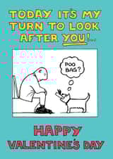 poo bag look after Valentines Day Card 1930 created by Off The Leash Cartoons by Rupert Fawcett