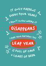 Funny Leap Year Birthday card created by PaperJam Print Co.