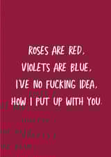 roses are red no fucking idea Valentines Day Card 39502 created by The Sweary Card Co