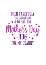 Cute Mothers Day Card - Granny - Open Carefully This Card Contains A Great Big Mother's Day Hug created by Ruby Wren Designs