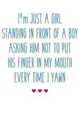 Funny Notting Hill Quote Anniversary Card / Valentines Day card - I'm Just A Girl Standing In Front Of A Boy created by Susiewuzie