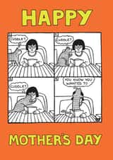 cuddle cat Mothers Day Card 1822 created by On The Prowl Cat Cartoons