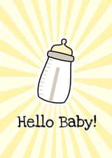 Unisex New Baby Card Yellow Baby Bottle created by Little Silverleaf
