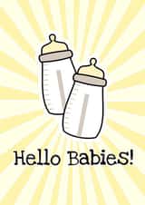 New Babies Multiple Births Card Yellow Baby Bottle created by Little Silverleaf