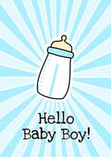 New Baby Boy Card Blue Baby Bottle created by Little Silverleaf