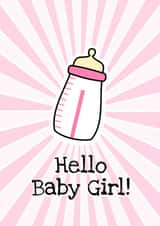 New Baby Girl Card Pink Baby Bottle created by Little Silverleaf