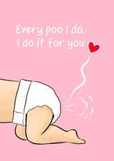 I Poo For You Card - Baby Pink (lighter skin tone) created by Tessa Cheung