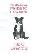 Funny Mothers Day Card - From The Dog - Every Snack You Make Every Bite You Take I'll Be Watching You created by Sarah Maddox