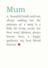 definition inside Mothers Day Card 30752 created by Bombus