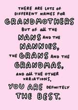 Cute Mothers Day Card - Grandmother - There Are Lots Of Different Names For Grandmothers created by Veronica Dearly