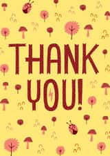 Cute Thank You Card - Mushroom Garden with Ladybugs created by Kay Wolfersperger