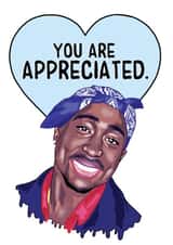 Tupac Shakur 2Pac Thank You Card 16291 created by Bubble&Cheek