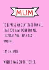 Mother's Day card irreverent, funny created by Kine Cards