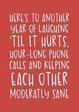 'Here's Another Year Of Laughing Until It Hurts' Cute and Sweet Anniversary Card created by Brogan Thomas