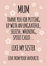 putting up ungrateful Mothers Day Card 15295 created by Tom Spencer