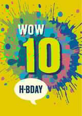 Colourful children's 10th birthday card for boys and girls created by The Typecast Gallery