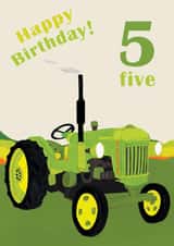 Age 5 birthday tractor card created by lovetractors