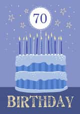70th Birthday Modern Blue Cake Card created by Dale Simpson