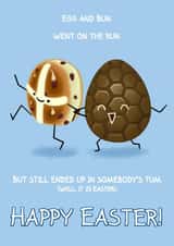 Hot Cross Bun and Chocolate Egg Easter card created by Tessa Cheung