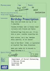 Birthday prescription card created by Hatched Art