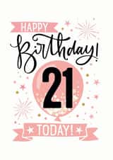 Pink 21st Birthday Card created by Little Red Cherry